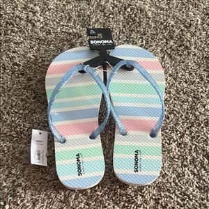 Kids Pastel Striped Flip Flops